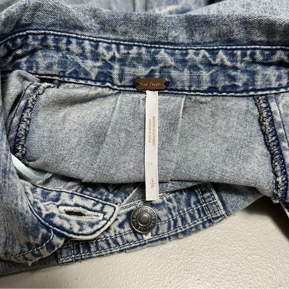 FREE PEOPLE Ronnie Denim Mini Dress In Worn In Wash - Picture 6 of 11